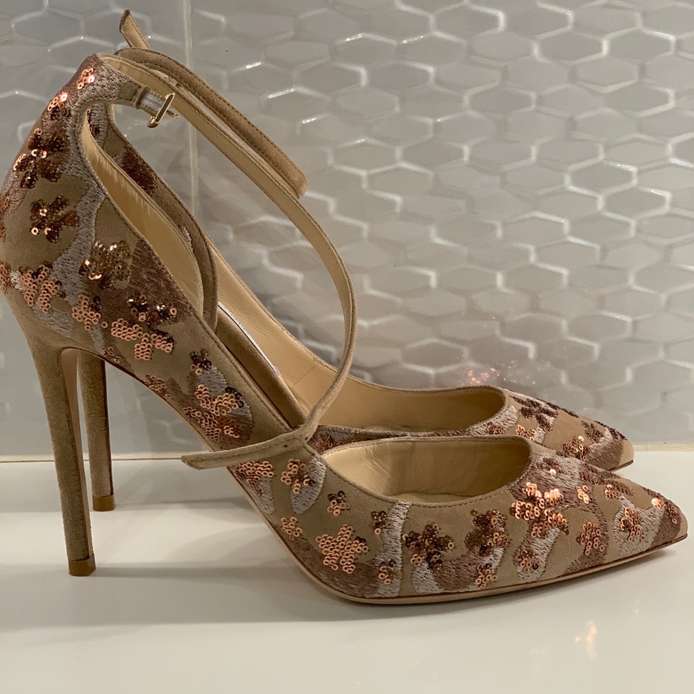 Jimmy Choo Lucy 100 Sequin Embroidered Suede